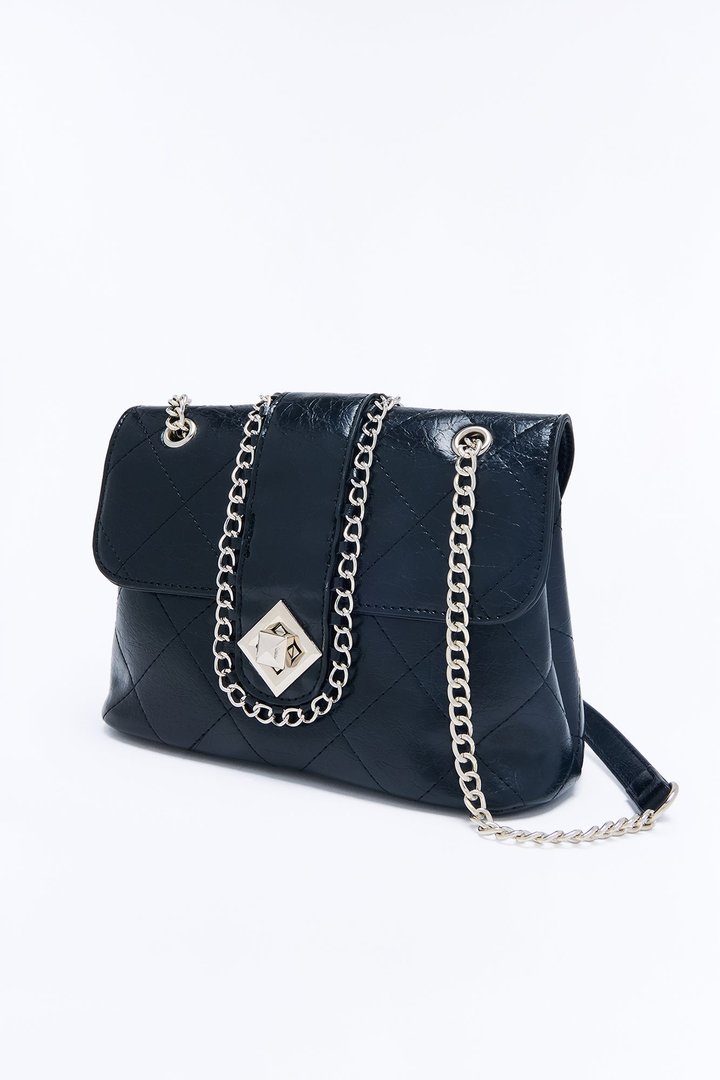Paris And Rome Faux Leather Handbag - Black
