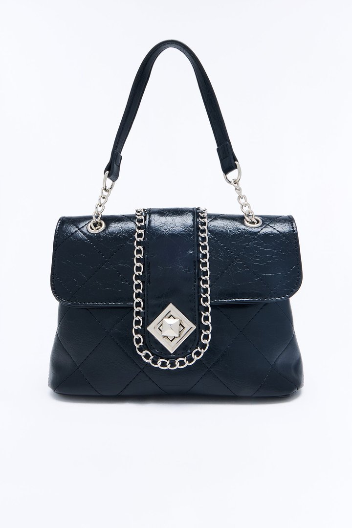 Paris And Rome Faux Leather Handbag - Black