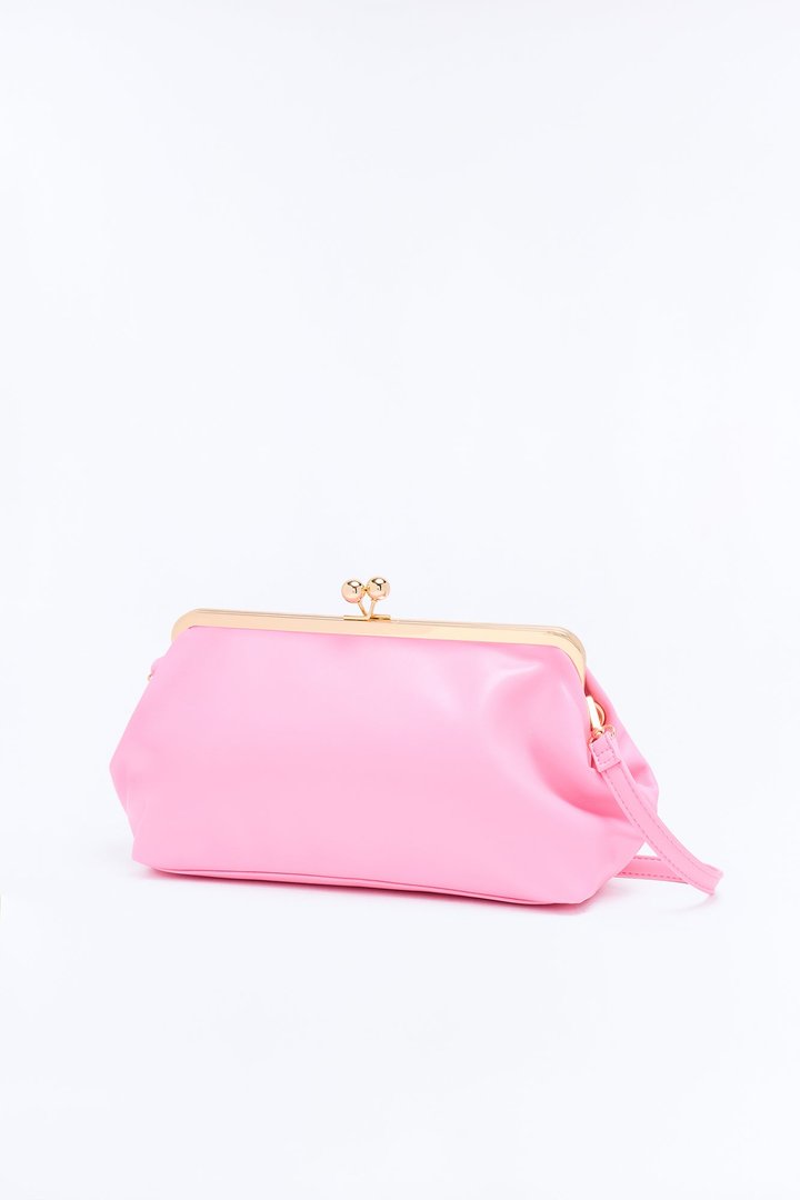 Kiss Me Slowly Faux Leather Clutch Handbag - Pink