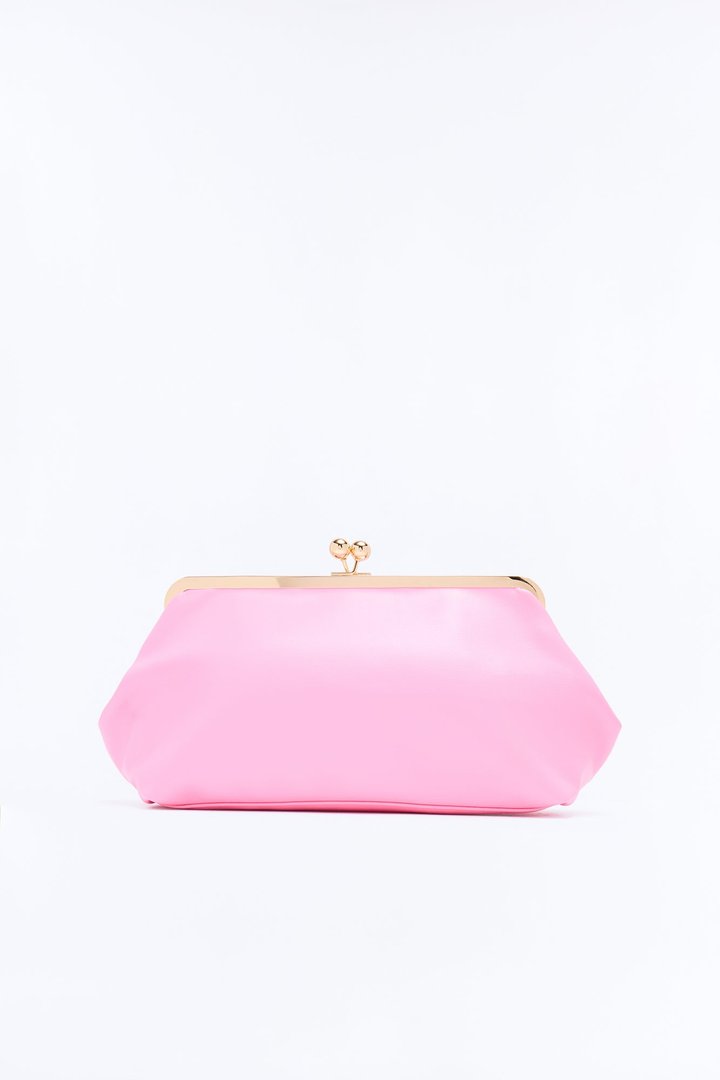 Kiss Me Slowly Faux Leather Clutch Handbag - Pink