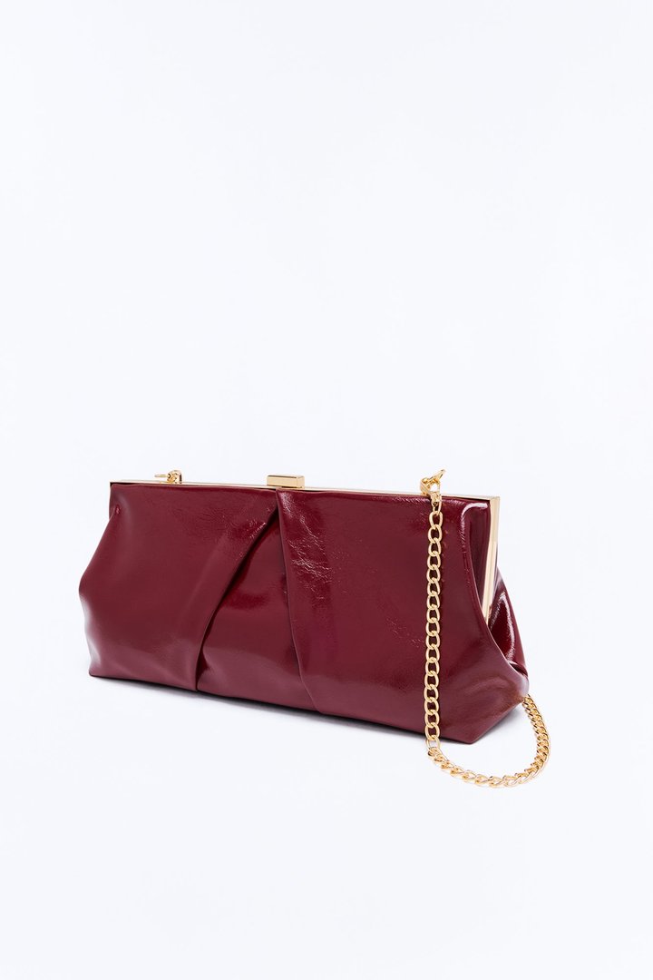 Orchestra Seats Faux Leather Clutch - Burgundy