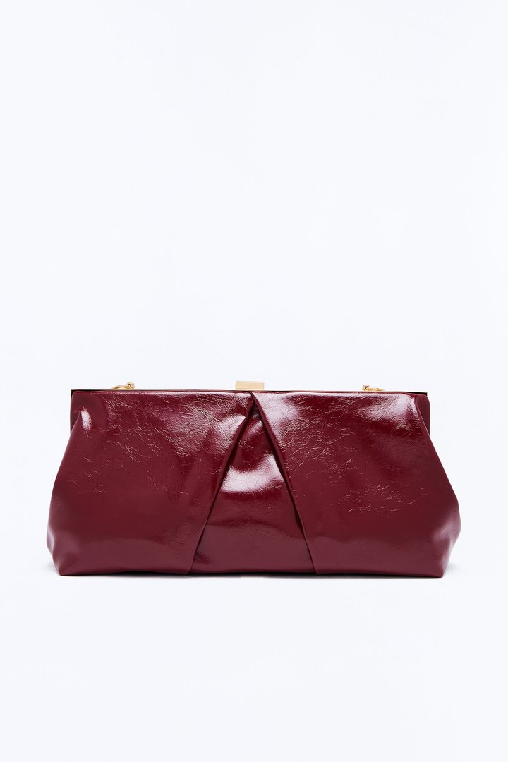 Orchestra Seats Faux Leather Clutch - Burgundy