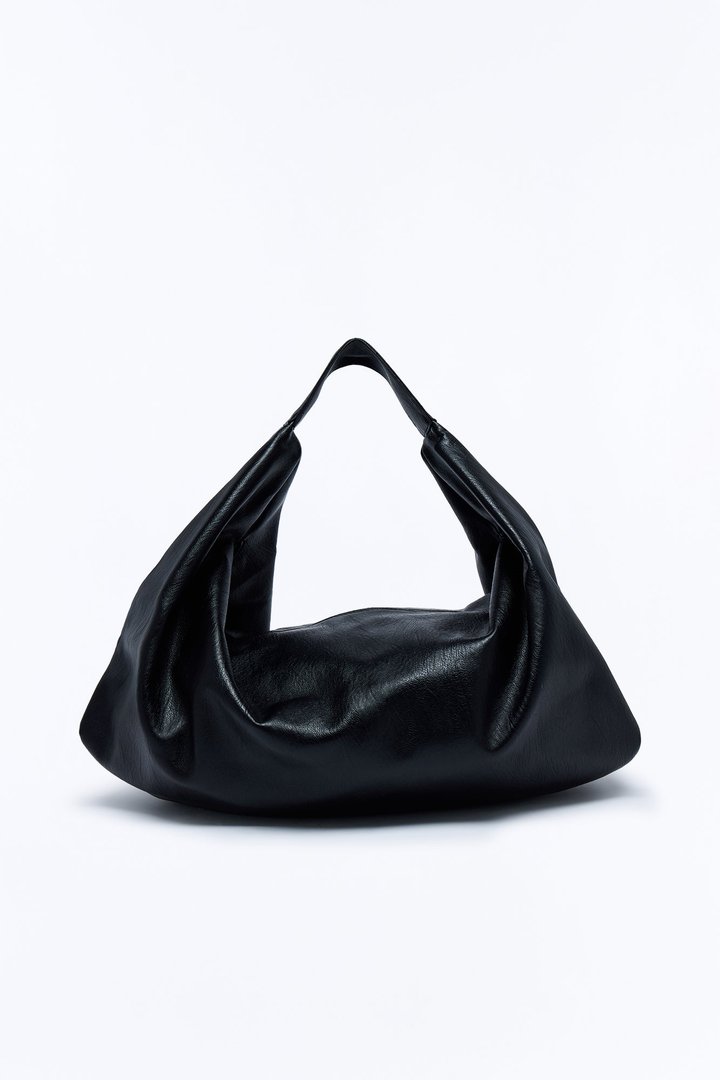 Second Guessing Distressed Faux Leather Shoulder Bag - Black