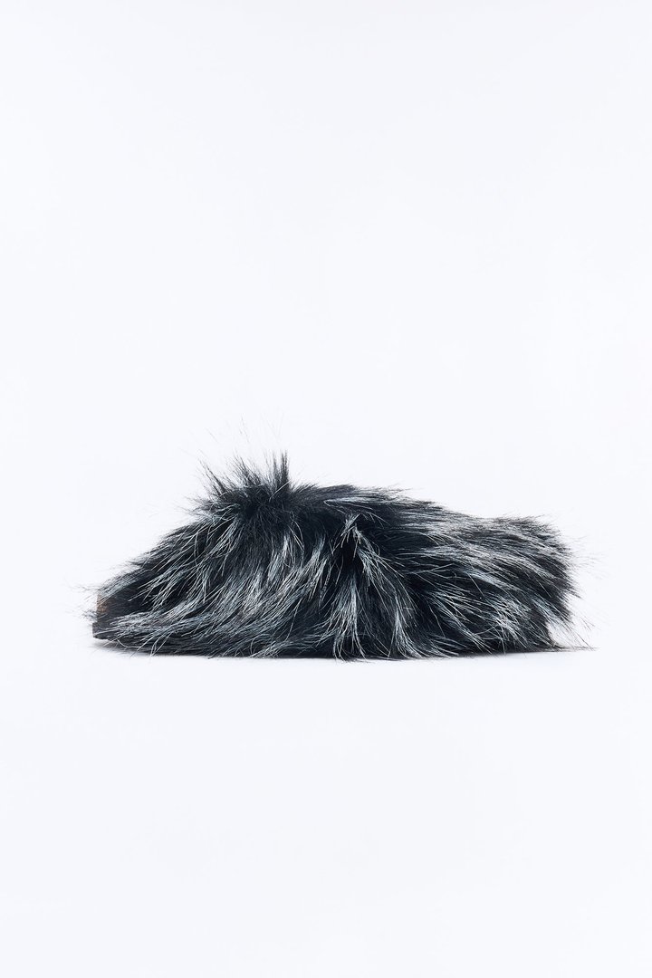 Mini Can't Miss It Faux Fur Slippers - Black/White