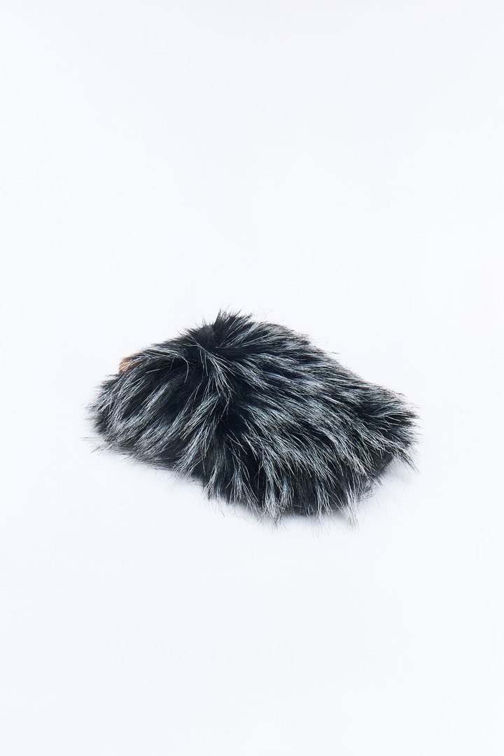 Mini Can't Miss It Faux Fur Slippers - Black/White