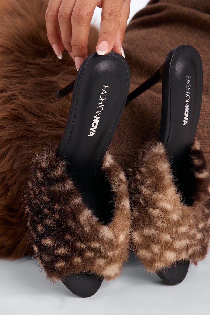 Roy Faux Fur Trim Heels - BrownCombo