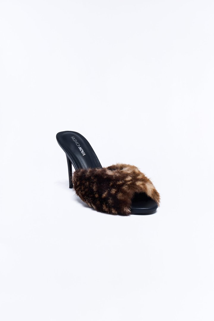 Roy Faux Fur Trim Heels - BrownCombo