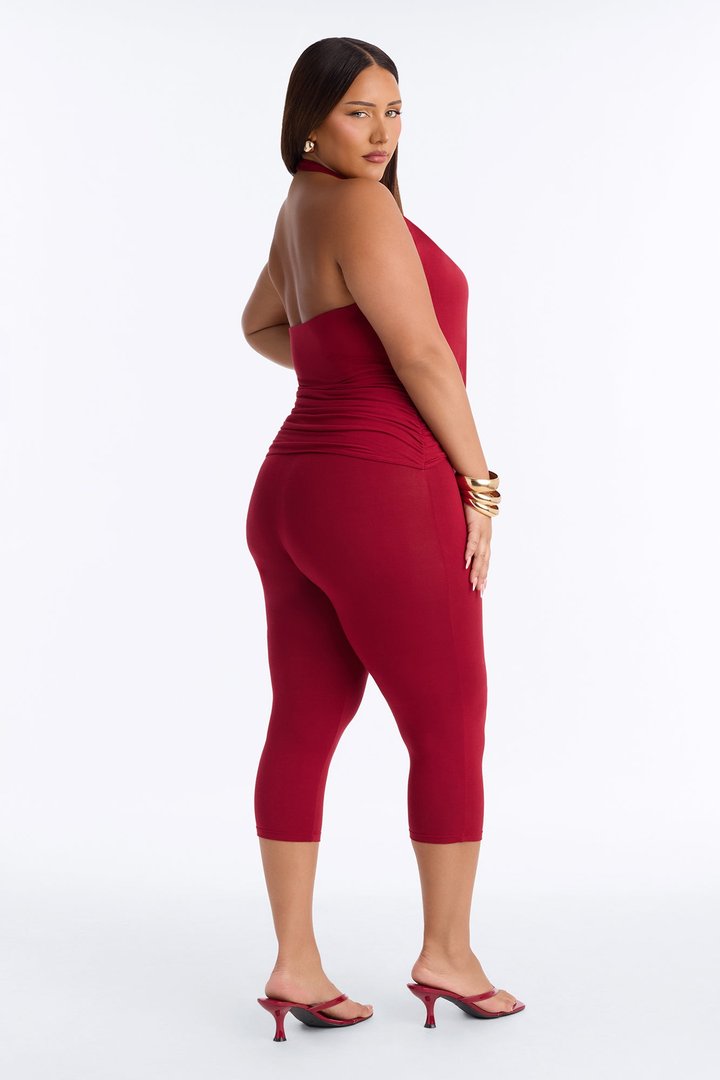 Karla Plunge Capri Catsuit - Wine