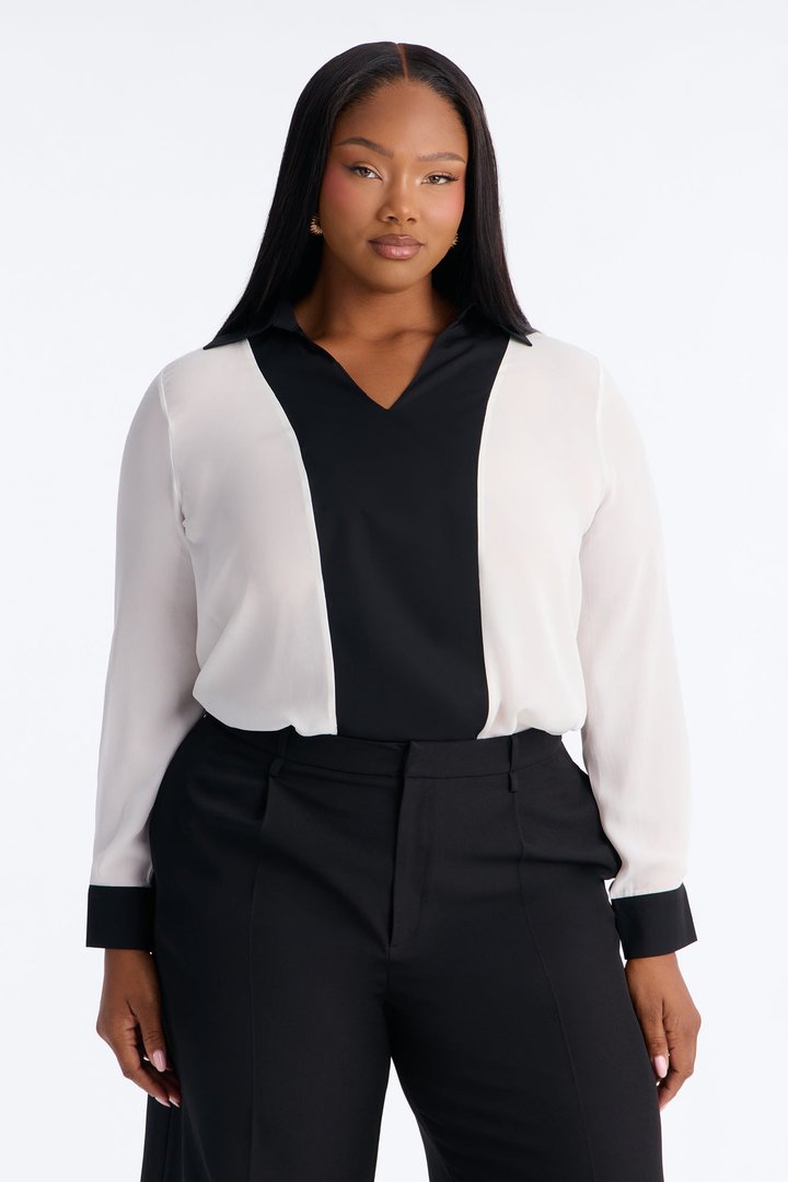 Next Meeting Colorblock Shirt - White/Black