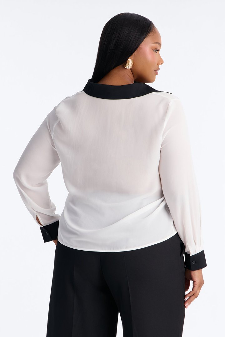 Next Meeting Colorblock Shirt - White/Black