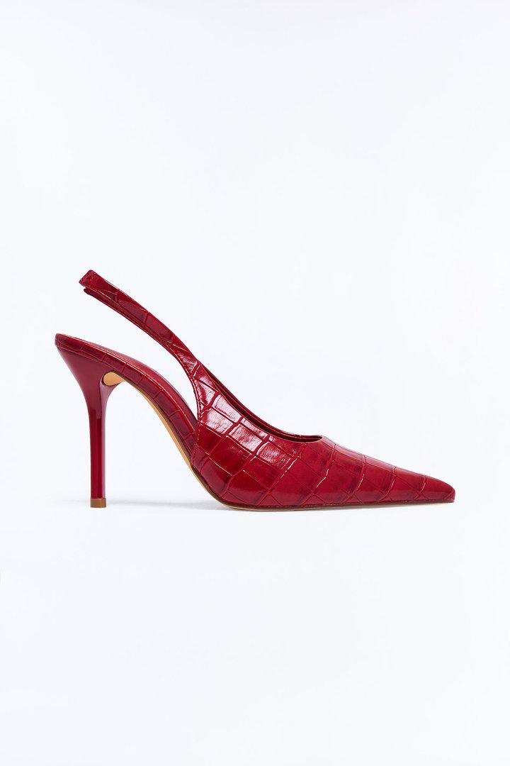 Big Deal Croc Slingback Heels - Red