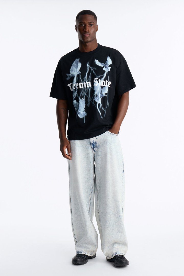 Dream State Oversized Short Sleeve Tee - Black