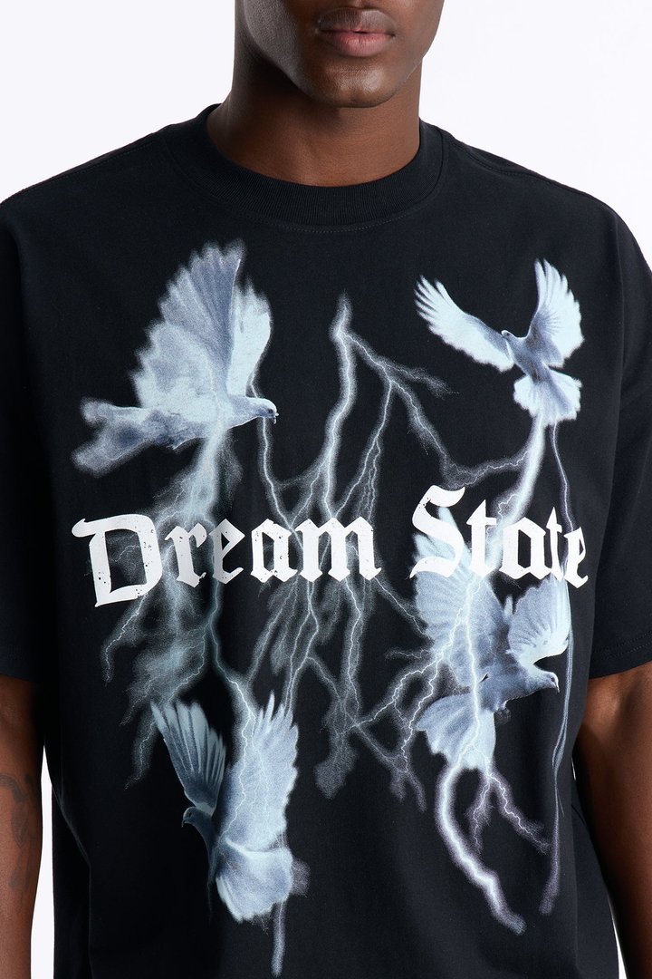 Dream State Oversized Short Sleeve Tee - Black