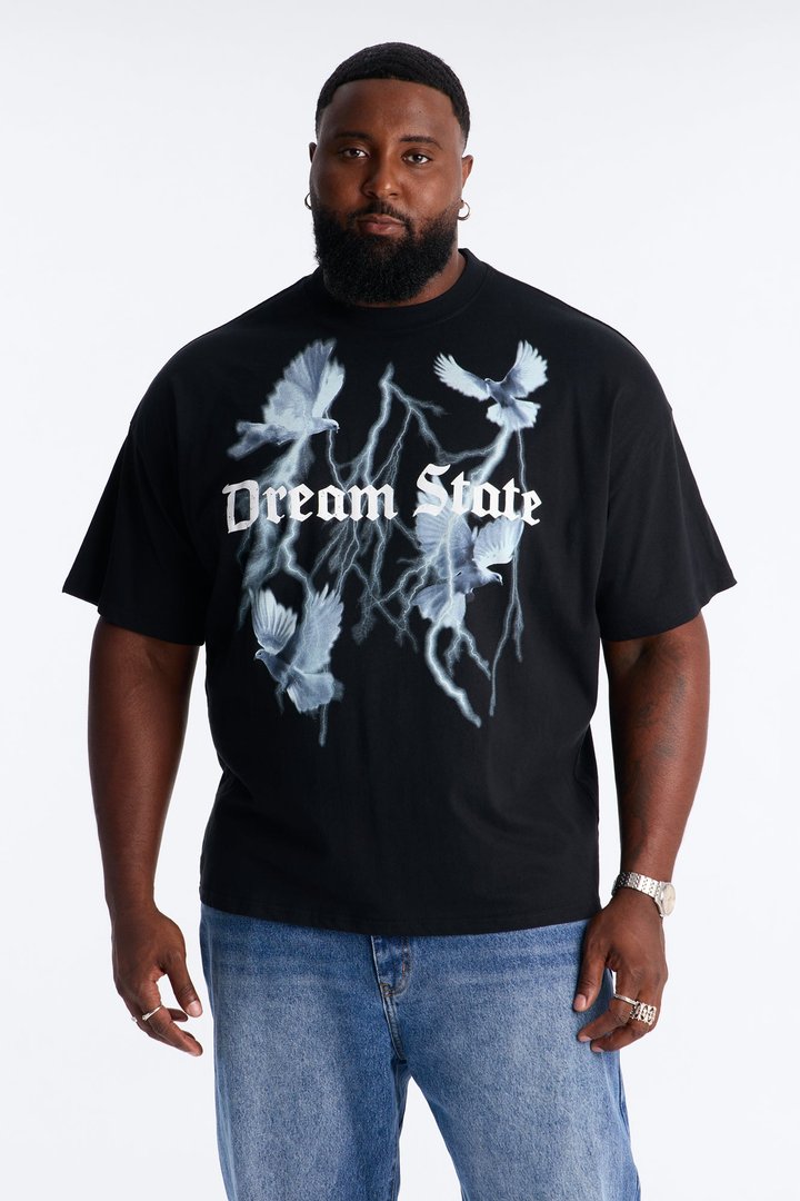 Dream State Oversized Short Sleeve Tee - Black