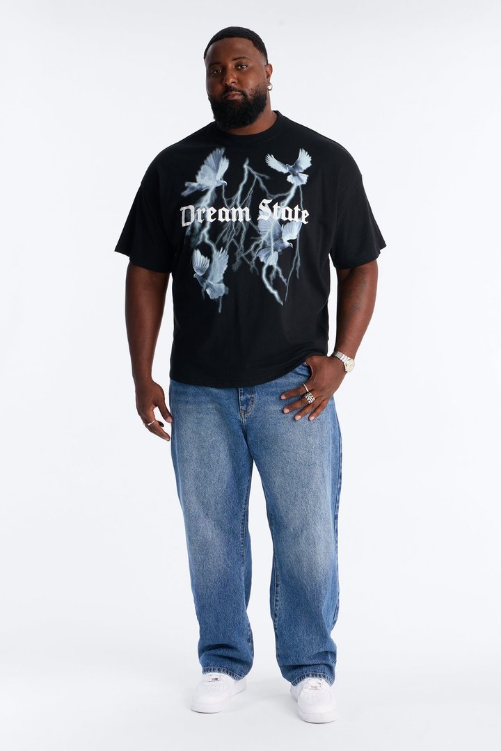 Dream State Oversized Short Sleeve Tee - Black