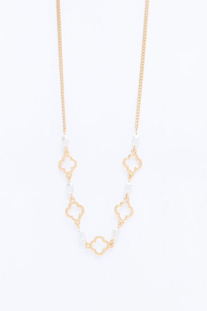 Pretty Lucky Clover Necklace - Gold/combo