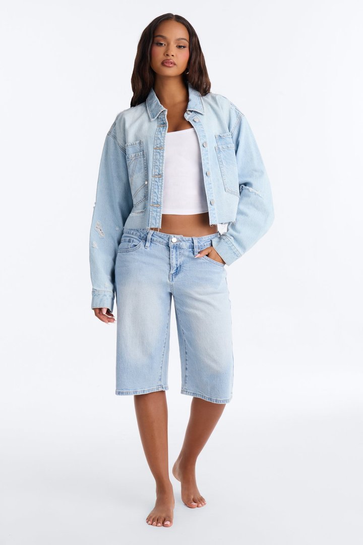 Lizzy Mid Rise Denim Bermudas - Light Wash