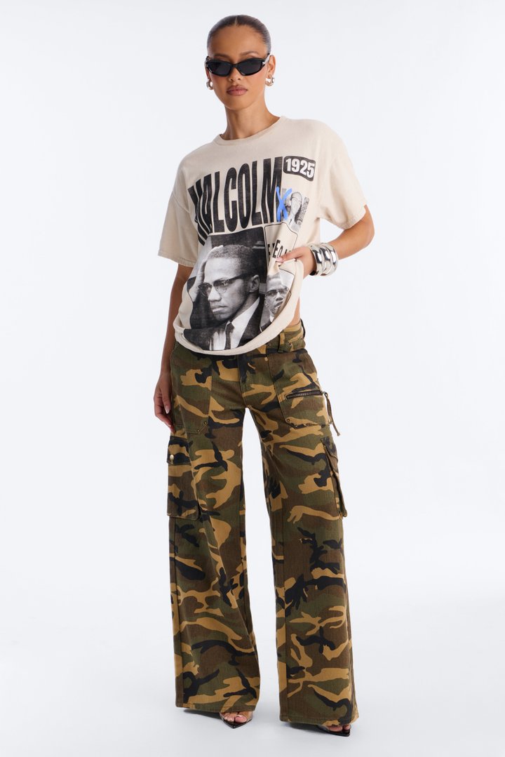 Malcolm X Freedom Washed Oversized Tee - Light Grey