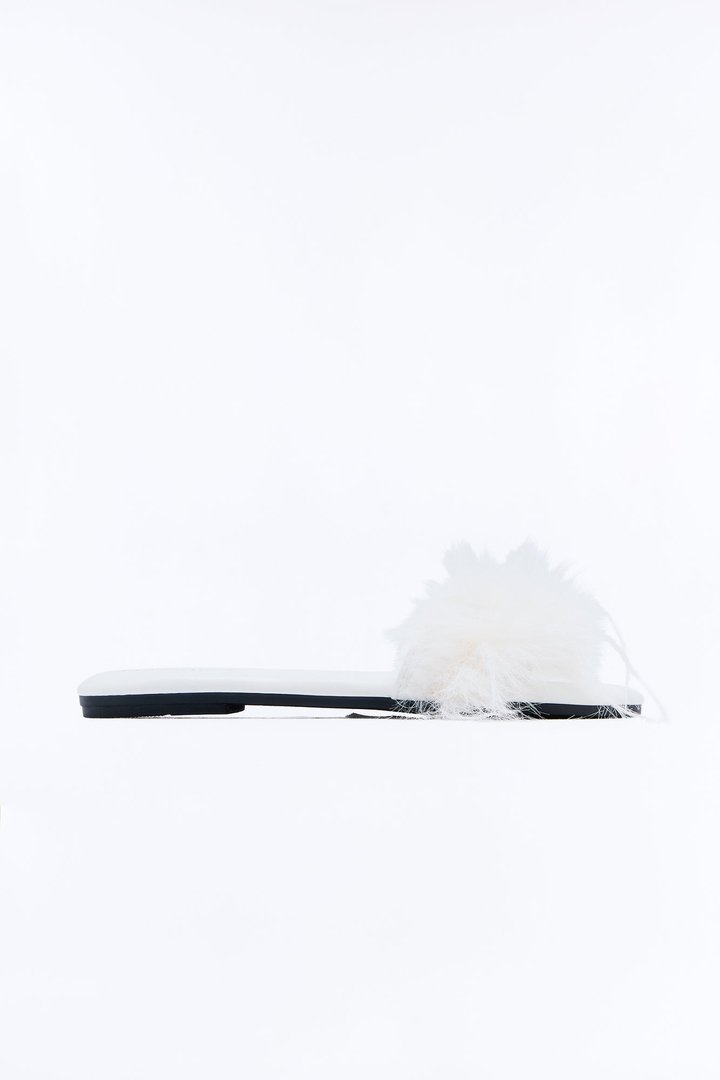 Marno Feather Trim Sandals - White