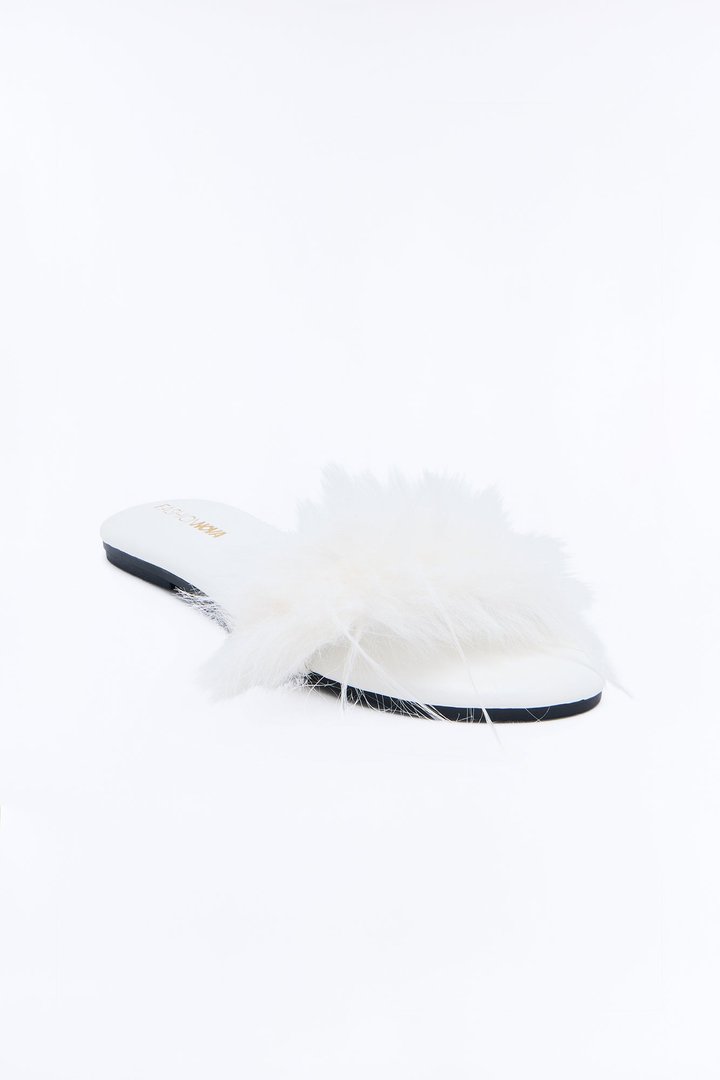 Marno Feather Trim Sandals - White
