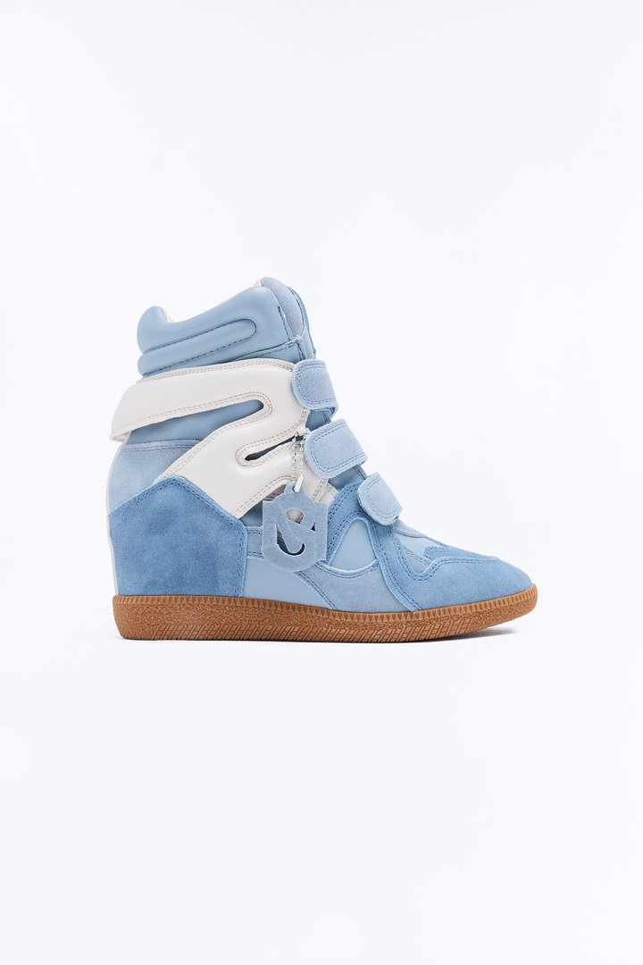 Steve Madden Mavis Suede Wedge Sneakers - Blue/combo