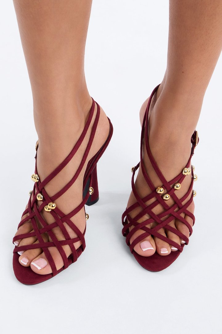 Eliette Suede Slingback Heels - Wine