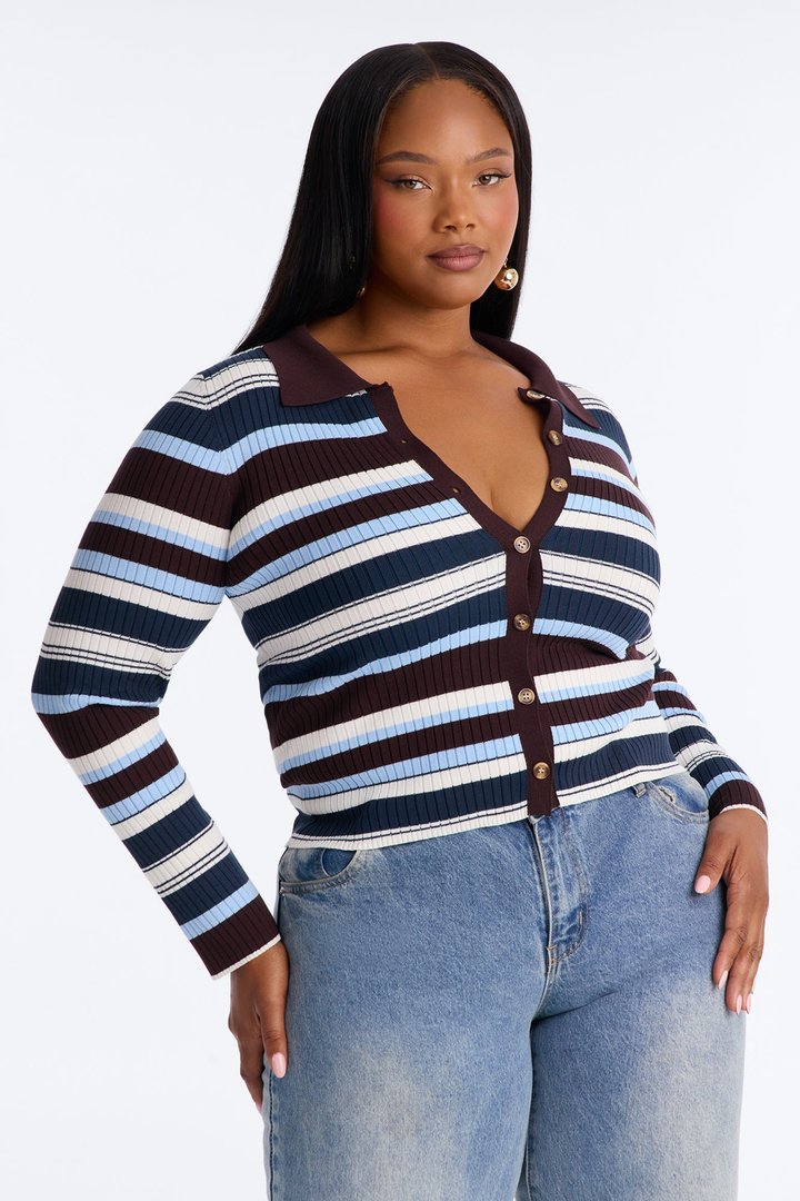 Moonlit Nights Striped Cardigan - Brown/combo