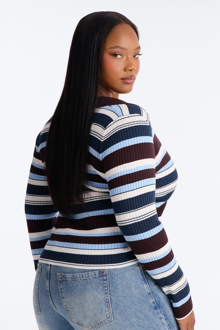 Moonlit Nights Striped Cardigan - Brown/combo