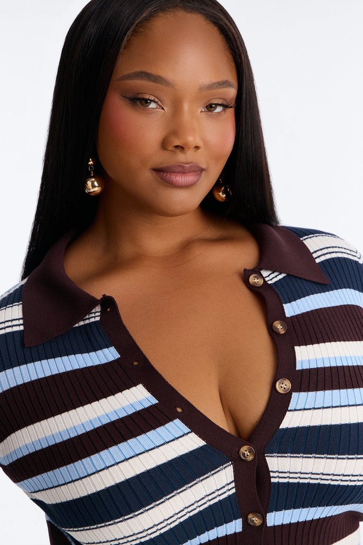 Moonlit Nights Striped Cardigan - Brown/combo