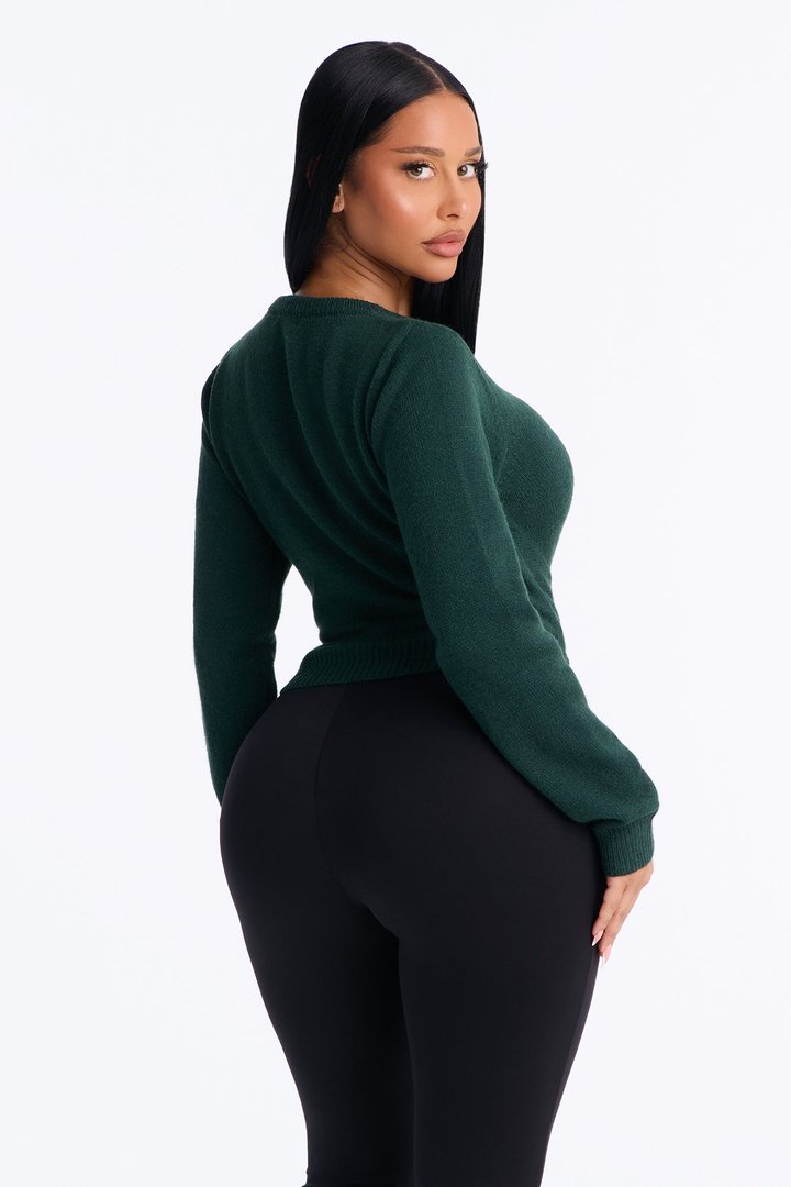 Orchard Air Pullover Twist Front Sweater - Hunter