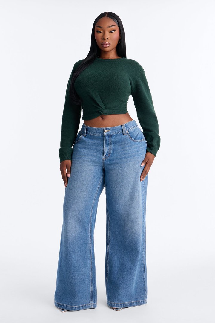 Orchard Air Pullover Twist Front Sweater - Hunter
