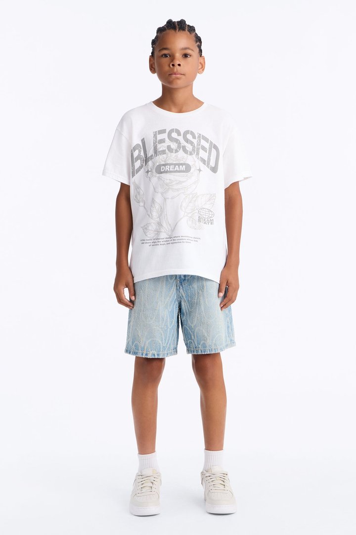 Mini Bless Dreams Oversized Short Sleeve Tee - White