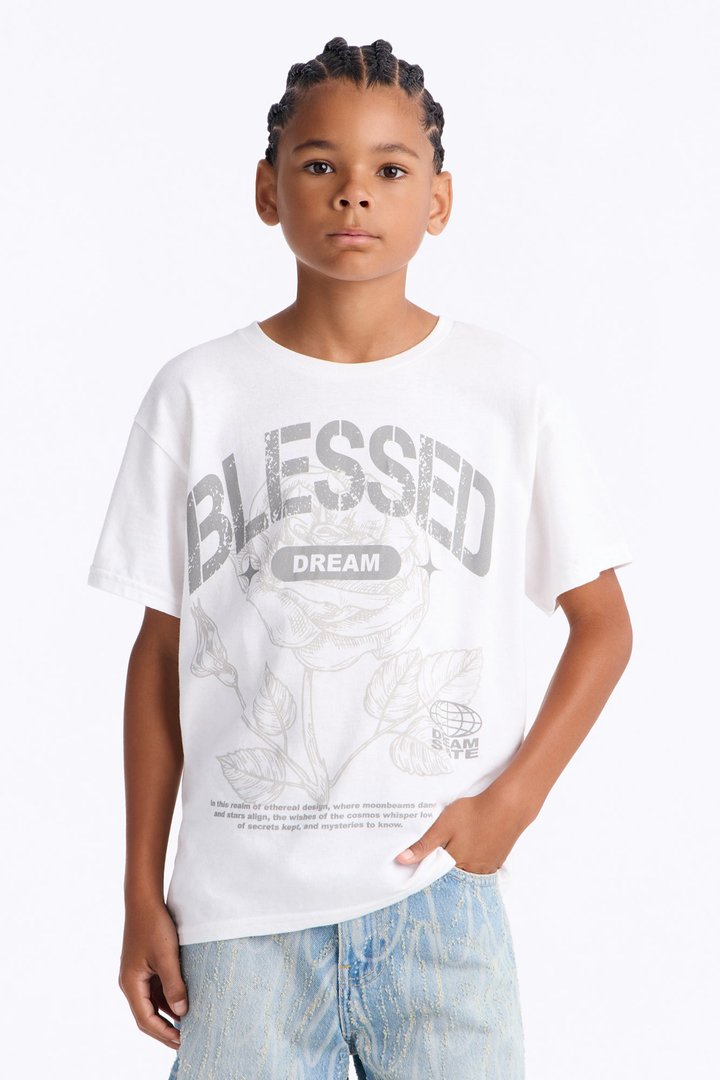 Mini Bless Dreams Oversized Short Sleeve Tee - White