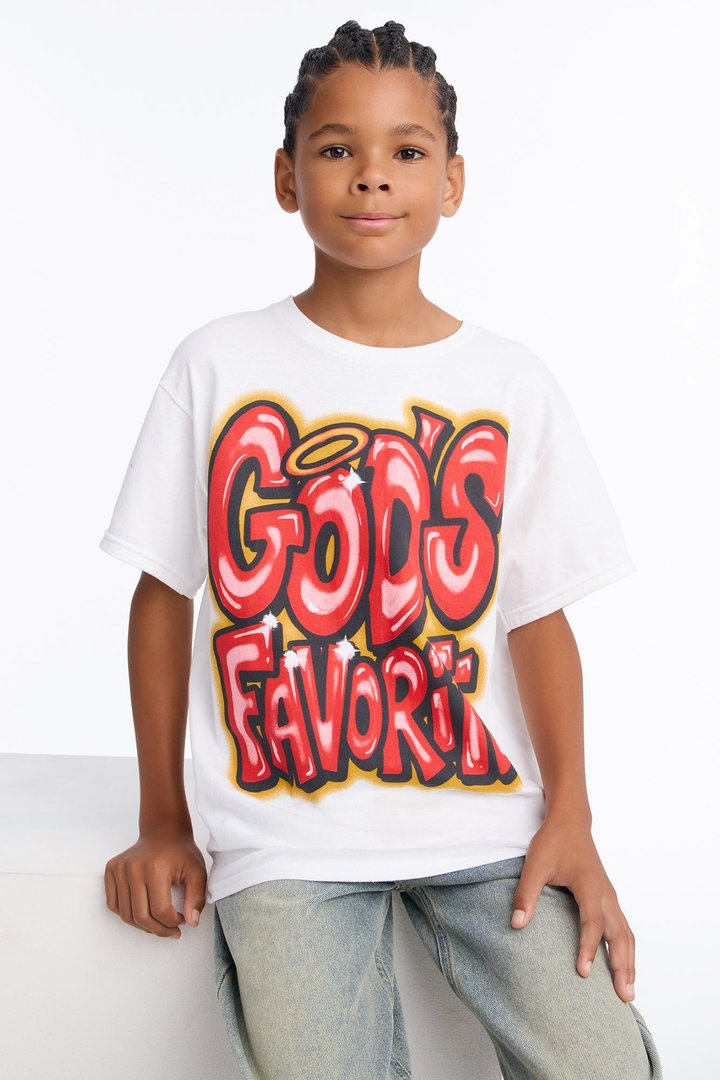 Mini God's Favorite Oversized Short Sleeve Tee - White