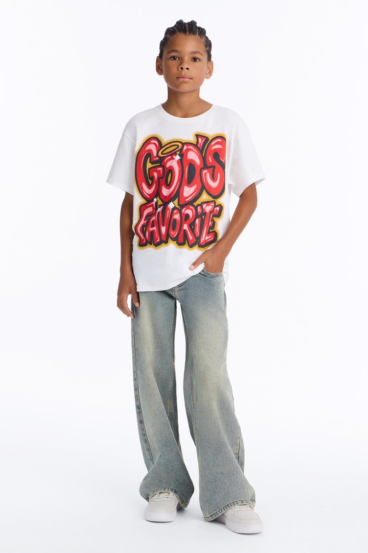 Mini God's Favorite Oversized Short Sleeve Tee - White