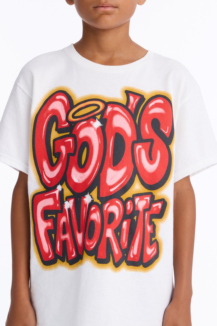 Mini God's Favorite Oversized Short Sleeve Tee - White