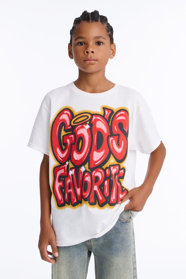 Mini God's Favorite Oversized Short Sleeve Tee - White
