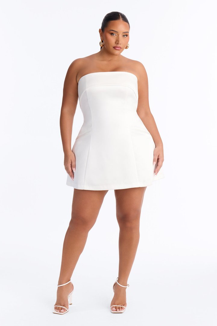 Sarabella Satin Mini Dress - Off White