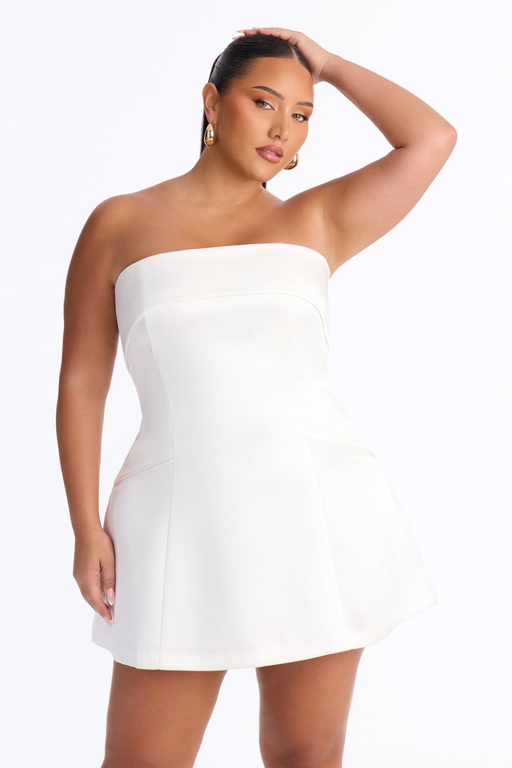 Sarabella Satin Mini Dress - Off White