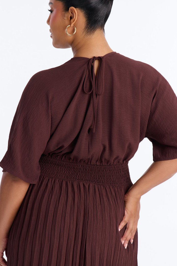 Liana Pleated Maxi Dress - Chocolate