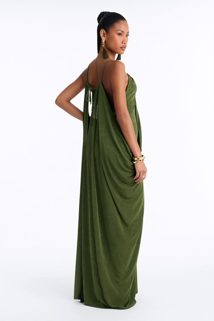 Meet You There Draped Maxi Dress - Olive