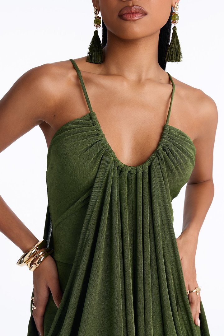 Meet You There Draped Maxi Dress - Olive