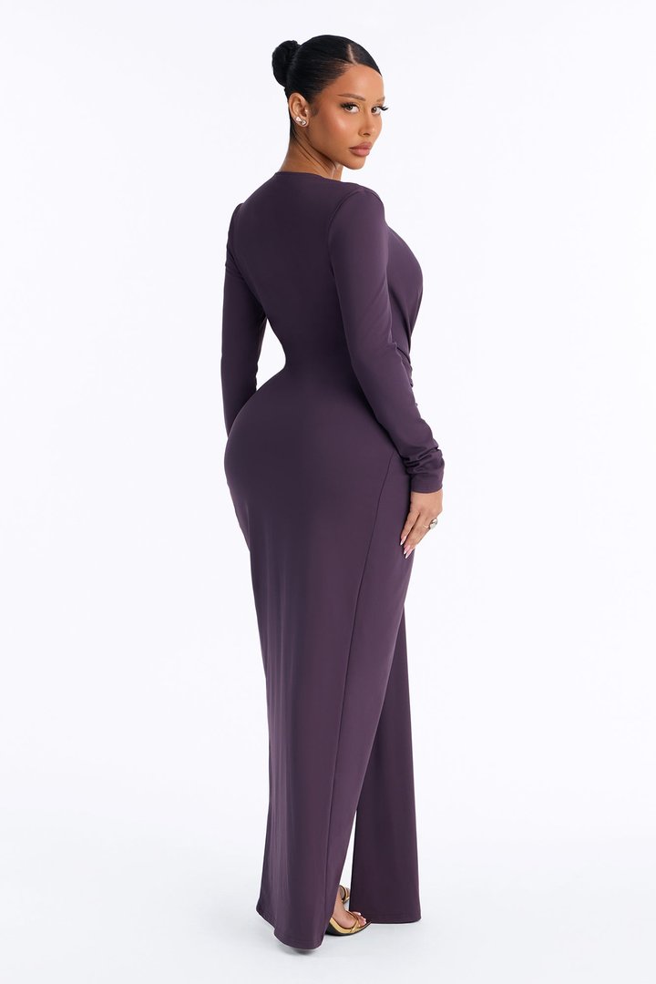Glow up Deep V Maxi Dress - Plum