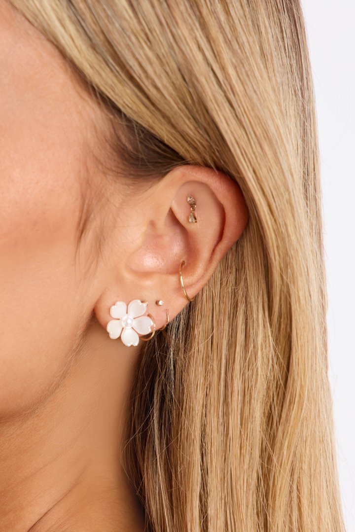 Fond Of You Floral 3 Pair Earring Set - Gold/combo