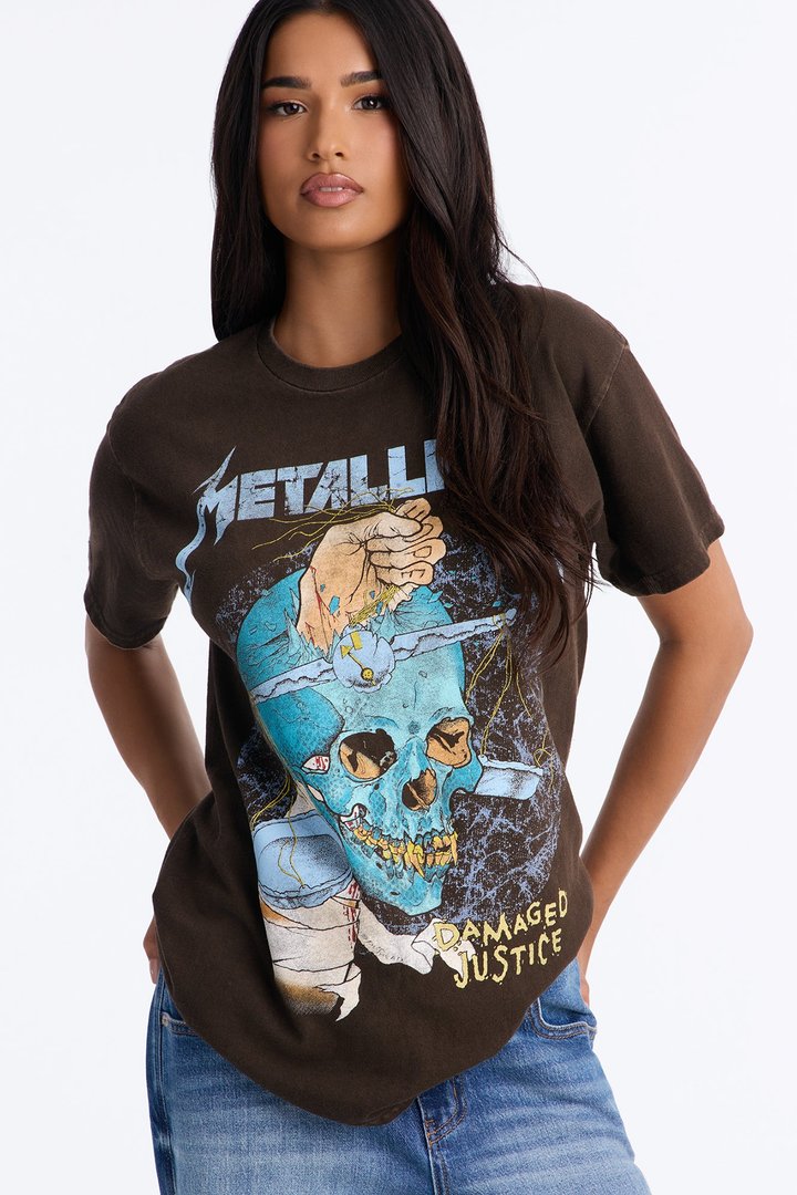 Metallica Mayhem Washed Tee - Brown