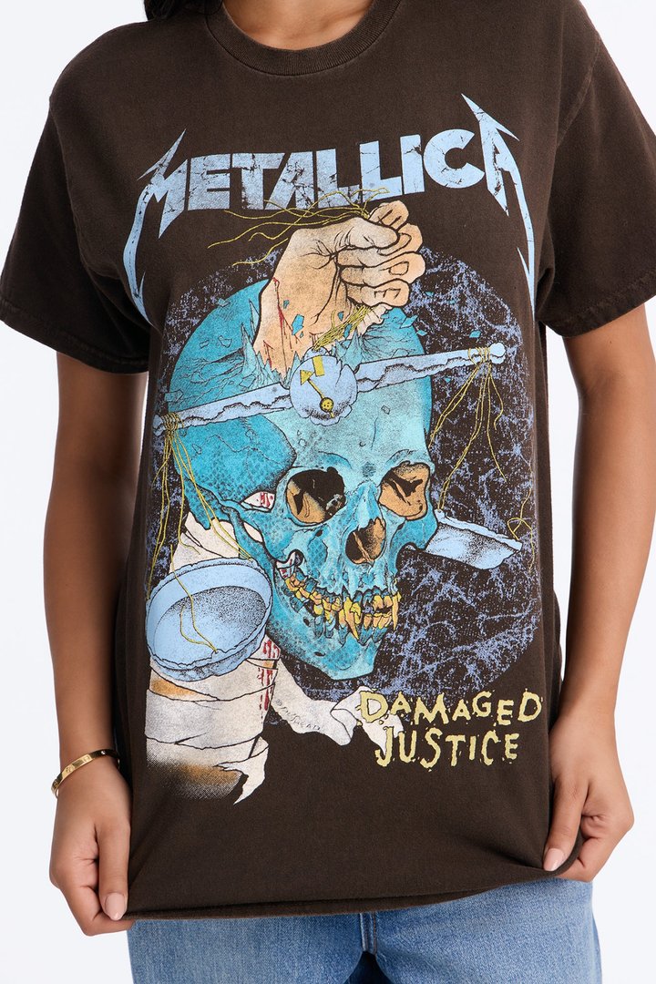 Metallica Mayhem Washed Tee - Brown