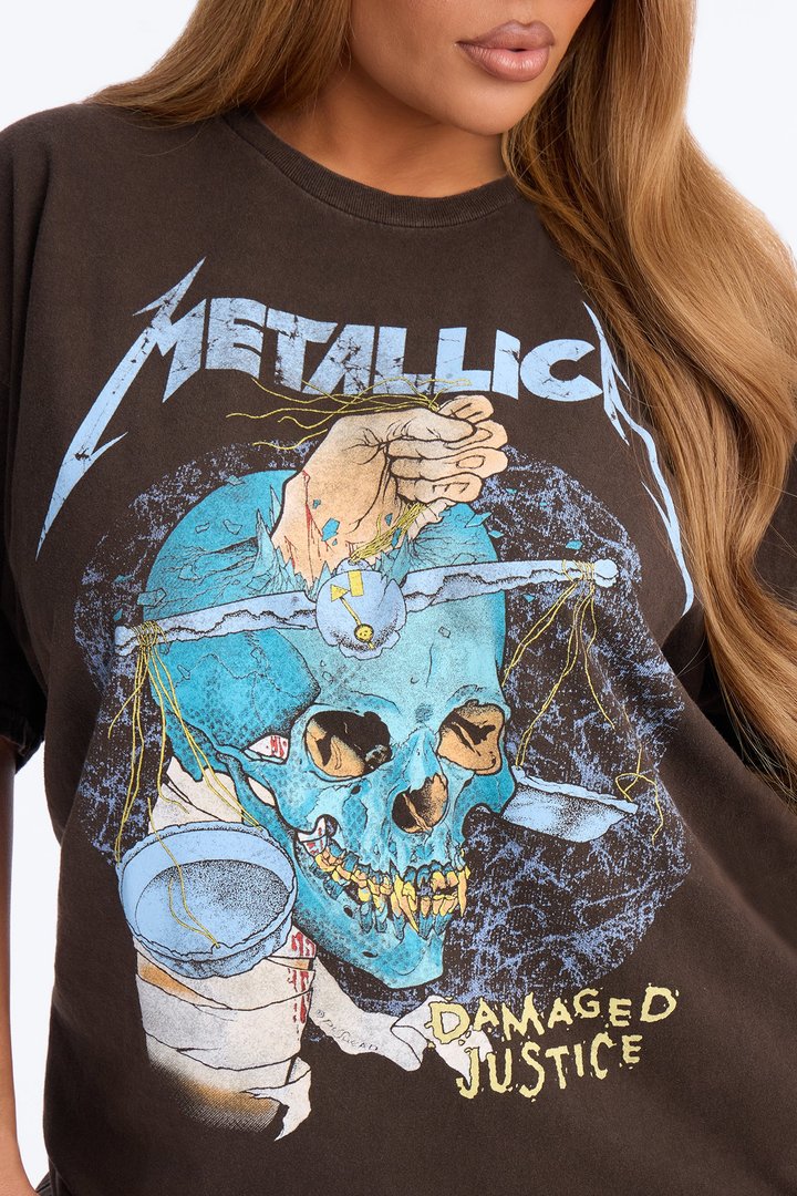 Metallica Mayhem Washed Tee - Brown