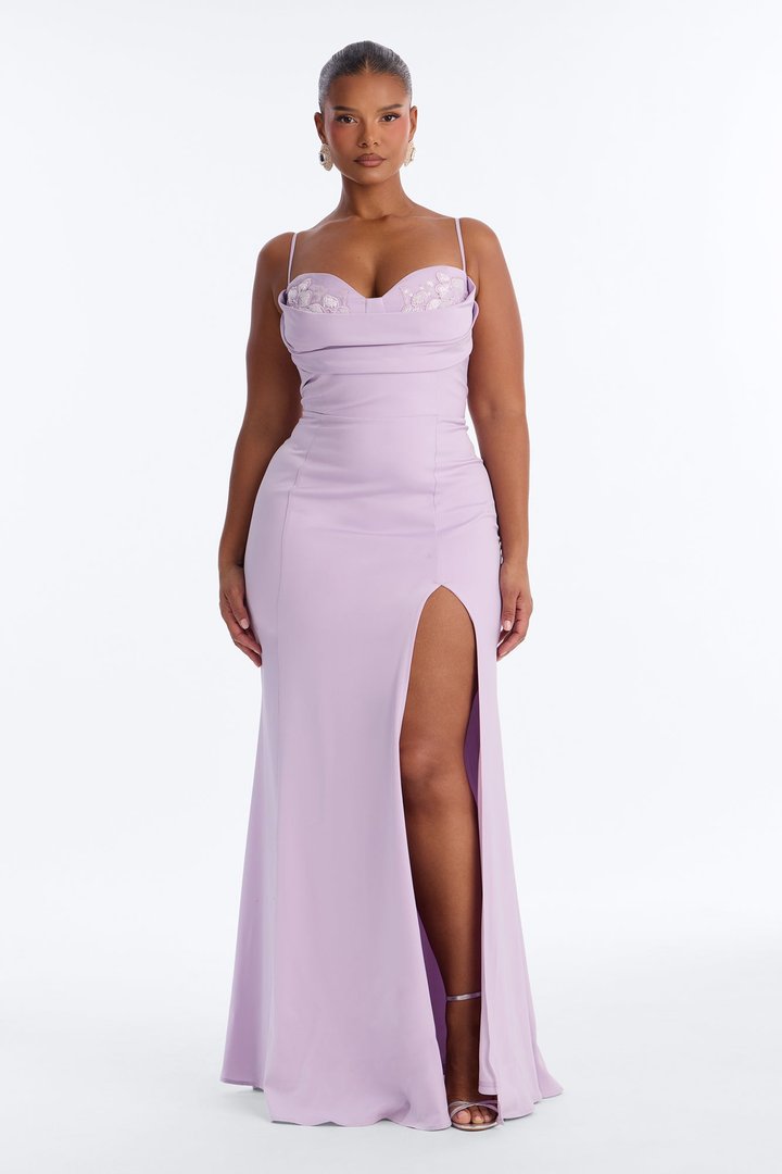 Be Your Girl Satin Maxi Dress - Lavender