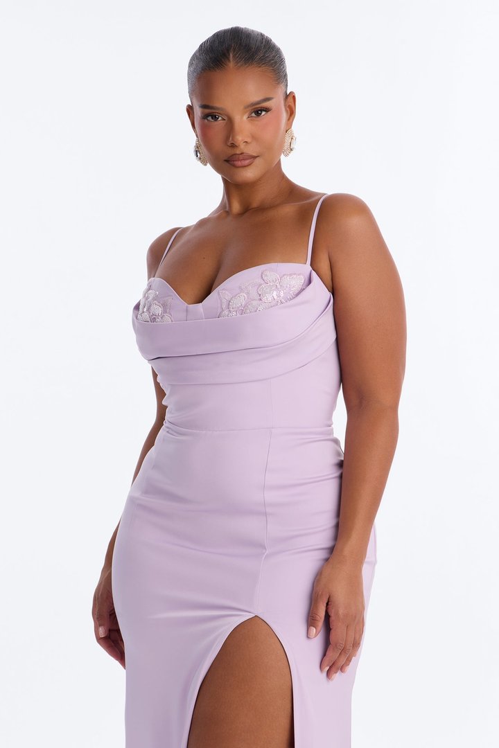 Be Your Girl Satin Maxi Dress - Lavender