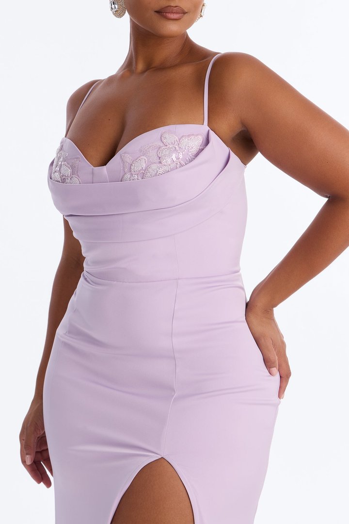 Be Your Girl Satin Maxi Dress - Lavender